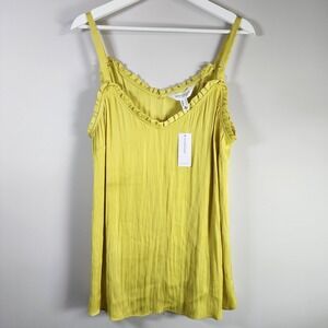 ADDITION ELLE Yellow Tank Top Womens X 12 Sleeveless Shirt Chartreuse Ruffle NEW